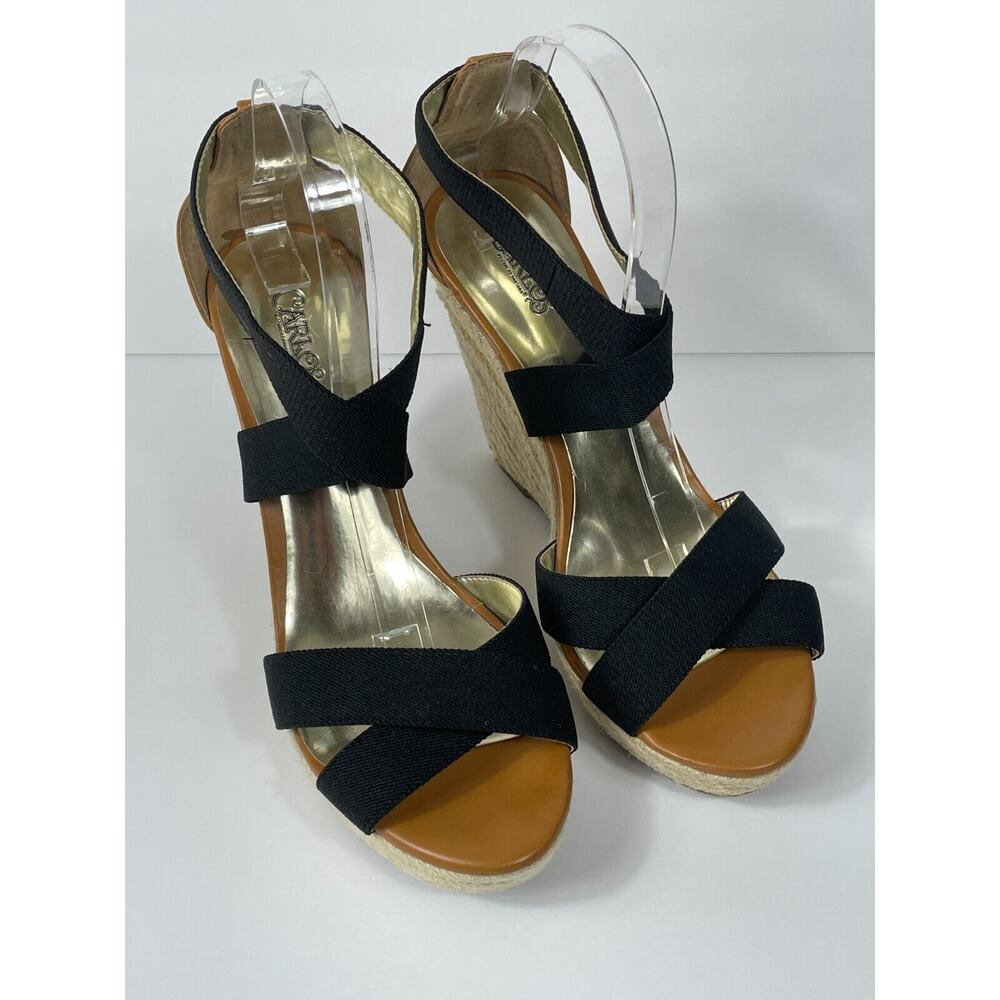 Carlos By Carlos Santana Camilla Women's Sandal Black Rope Wedge 10 M Maite